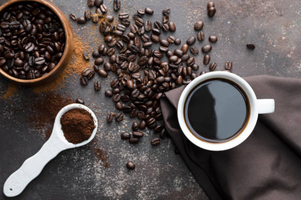 coffee beans and cup